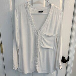 Topshop White Collarless Button-Down Blouse – Size 6 – Nordstrom